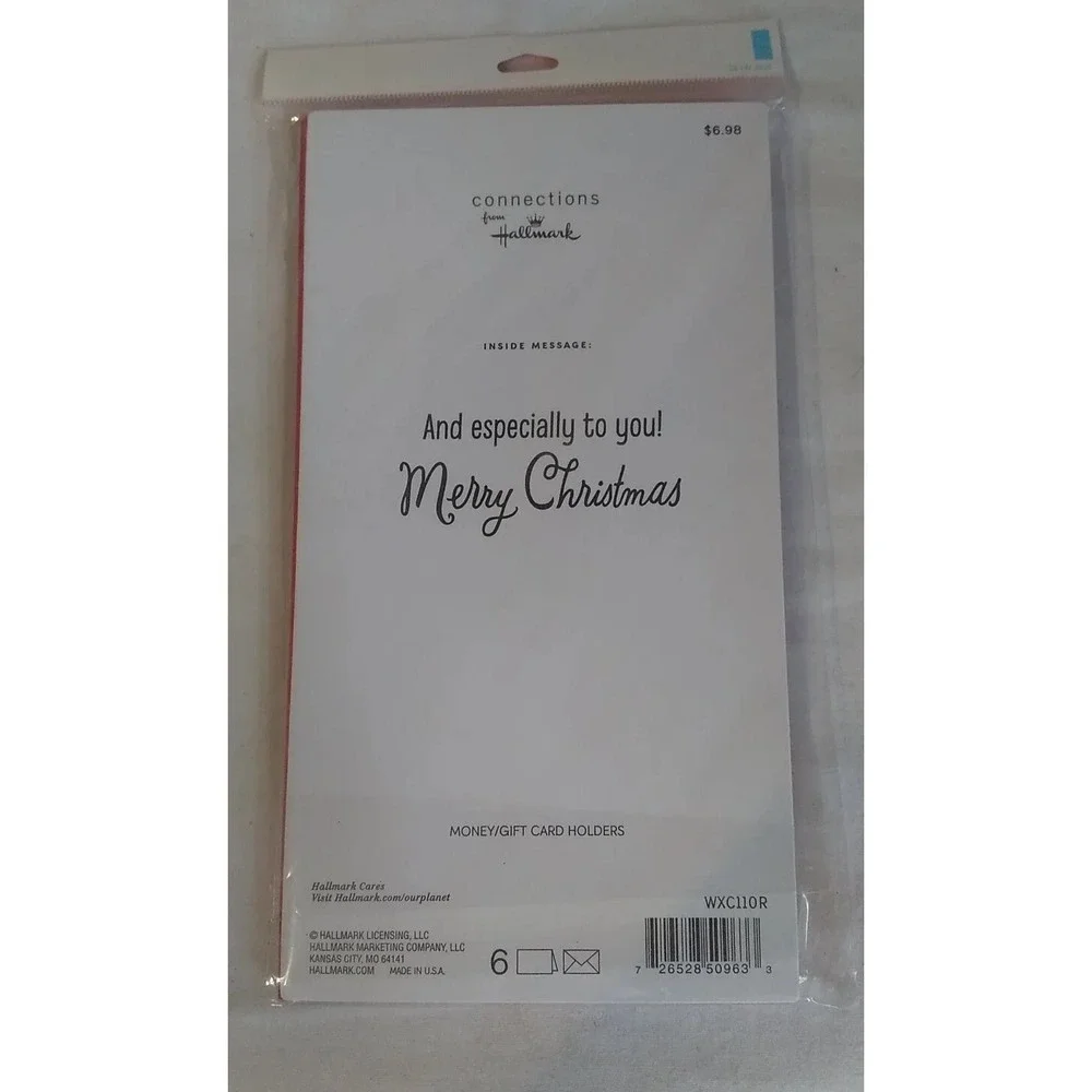 Money Gift‎ Christmas Cards Envelopes (6) NEW Hallmark Connections